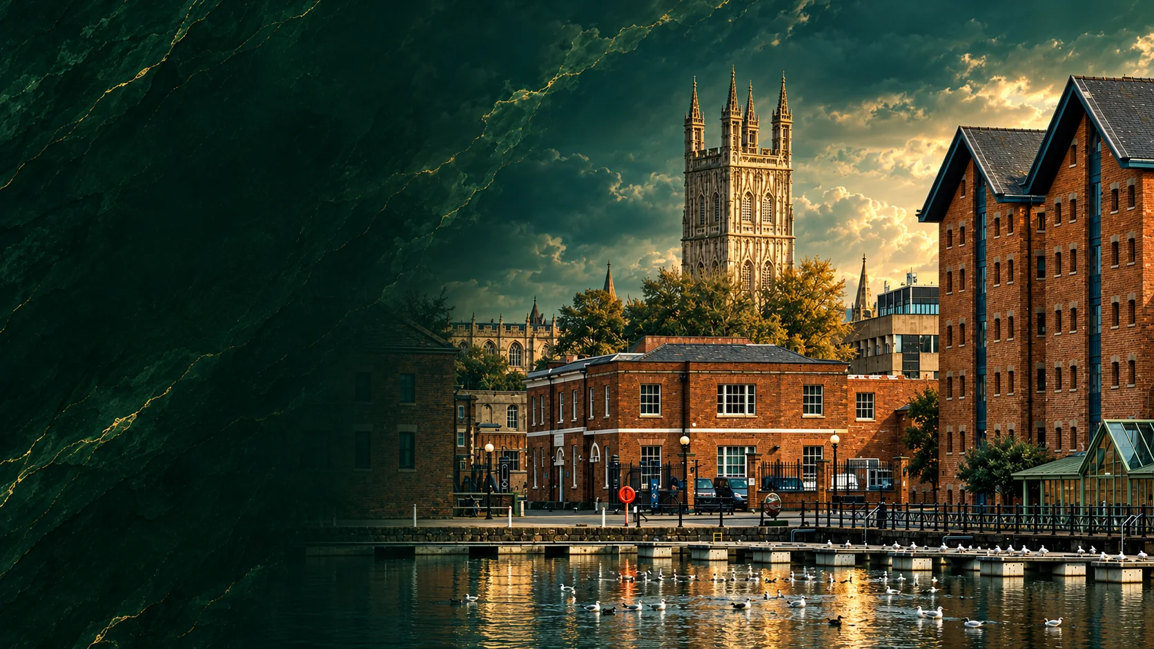Gloucester Docks and Cathedral — Heathcote Financial Planning case study