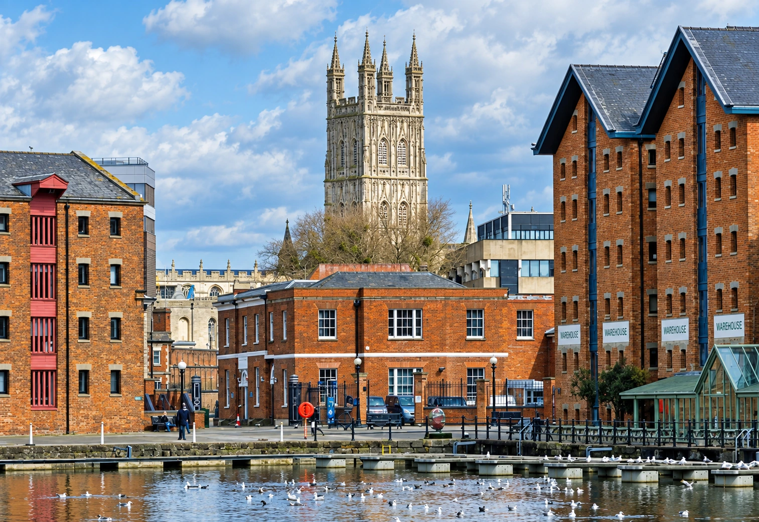 Gloucester Cathedral and historic waterfront — Heathcote Financial Planning case study